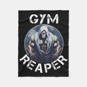 Gym Reaper Fitness Halloween Skeleton Workout Body Fleece Blanket