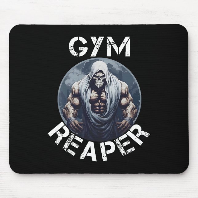 Gym Reaper Fitness Halloween Skeleton Workout Body Mouse Pad (Front)