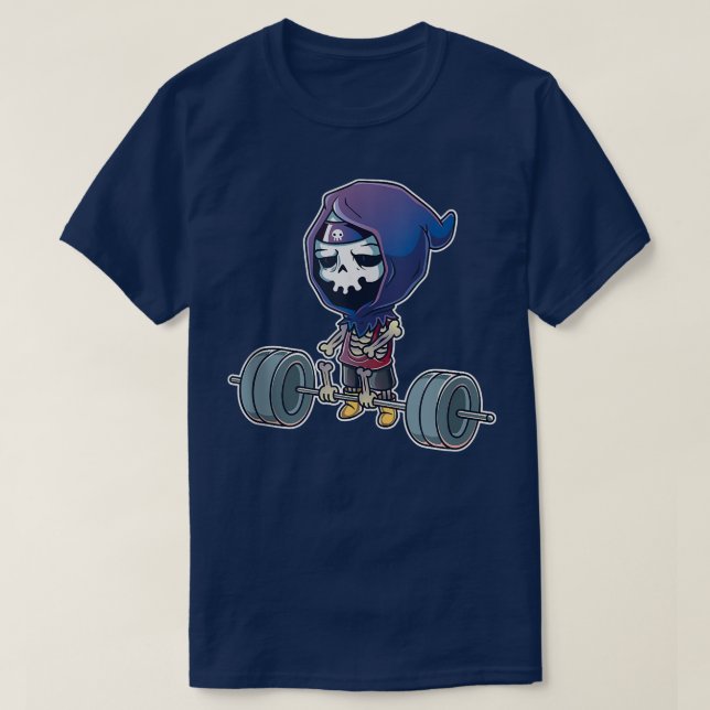 Gym Reaper Grim Reaper Deadlifts Workout Halloween T-Shirt (Design Front)