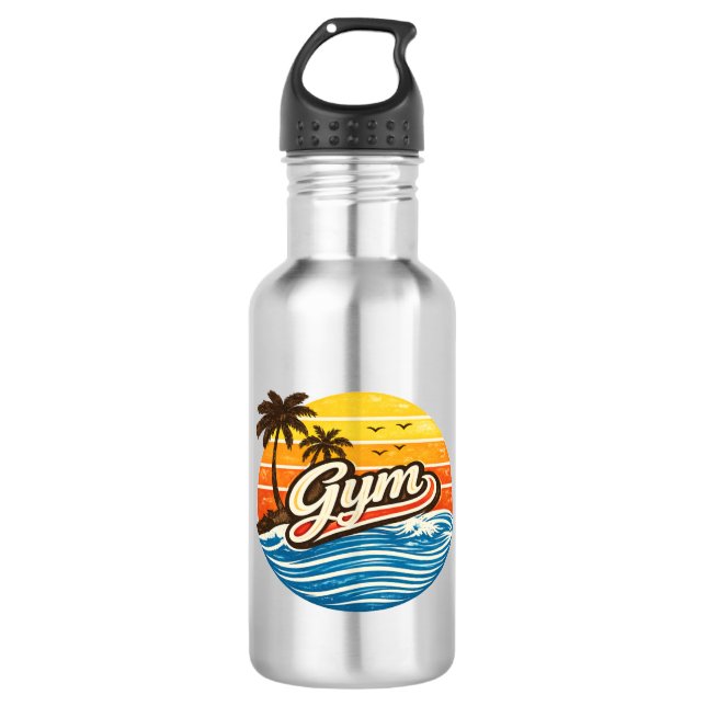 Gym Retro Sunset Design 532 Ml Water Bottle (Front)