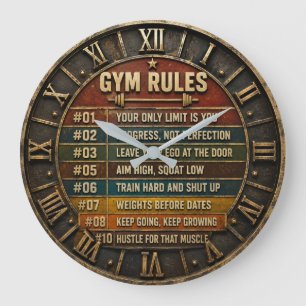 Gym Rules Home Gym Fitness Motivation Gift Large Clock