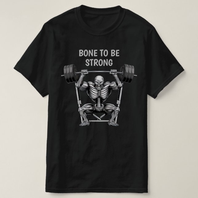 Gym Skeleton Black T-Shirt (Design Front)