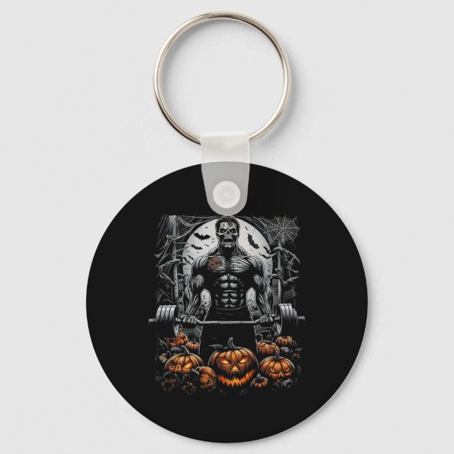 Gym Skeleton-haunted Fitness Fun-halloween Workout Key Ring (Front)
