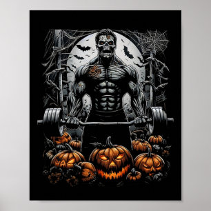 Gym Skeleton-haunted Fitness Fun-halloween Workout Poster