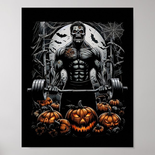 Gym Skeleton-haunted Fitness Fun-halloween Workout Poster (Front)