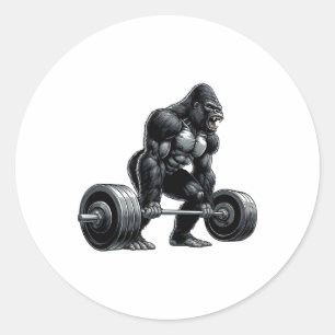 Gym Squad Fitness Group Gorilla Weightlifting Work Classic Round Sticker