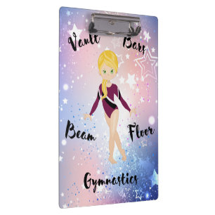 Gym Star Blonde, Green Eyes, Burgundy Leotard Clipboard