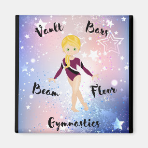 Gym Star Blonde, Green Eyes, Burgundy Leotard      Magnet