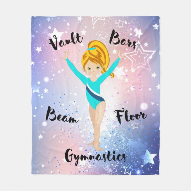 Gym Star Deep Blonde, Hazel Eyes, Turquoise Leo Fleece Blanket (Front)