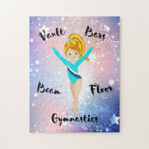 Gym Star Deep Blonde, Hazel Eyes, Turquoise Leo Jigsaw Puzzle