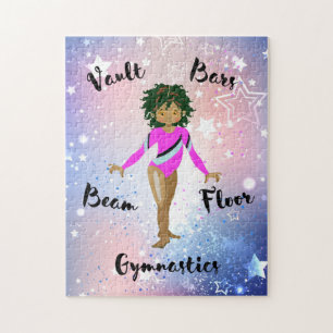 Gym Star Hispanic, Brown Eyes, Fuchsia Leotard Jigsaw Puzzle