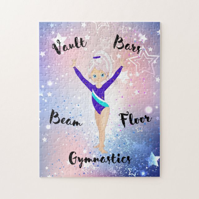 Gym Star Pink Stripe, Blue Eyes, Blue Dazzle Leo  Jigsaw Puzzle (Vertical)