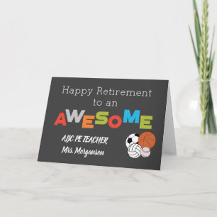 Gym Teacher Retirement Balls Awesome Customise Card