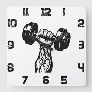Gym Time Wall Clock  Veiny Hand Dumbbell Design