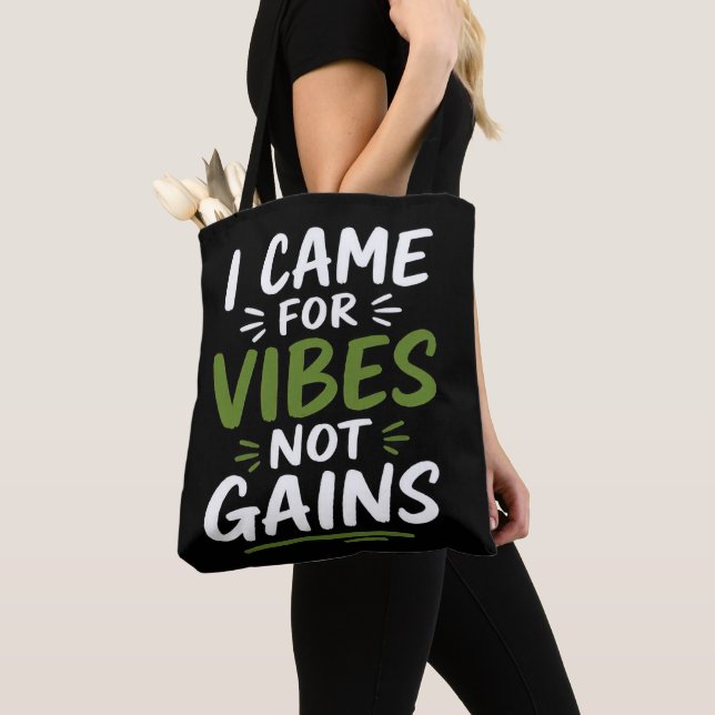 Gym Vibes Black Tote Bag (Close Up)