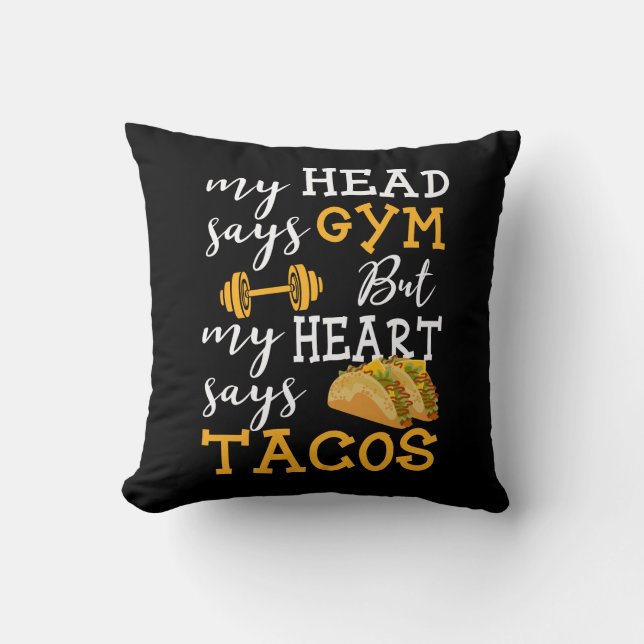 Gym vs Tacos - Funny Novelty Workout Cushion (Front)