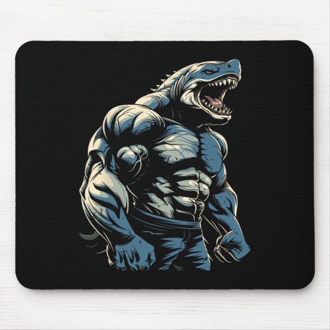 Gym Workout Bodybuilding Shark  Mouse Pad (Front)