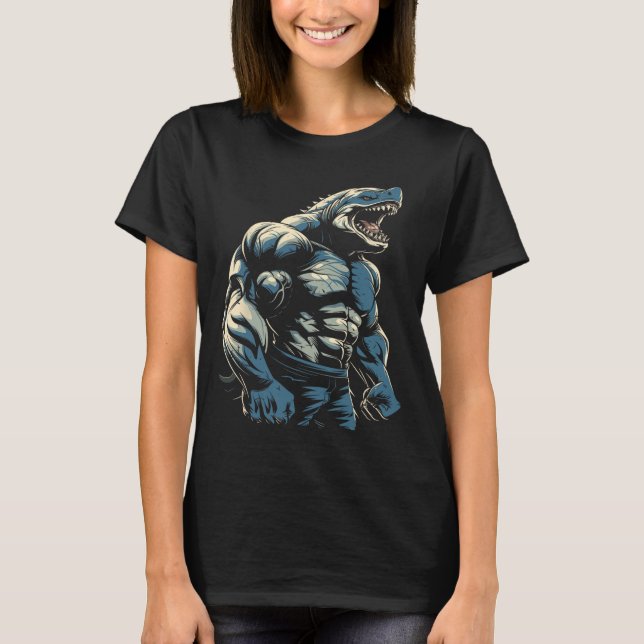 Gym Workout Bodybuilding Shark  T-Shirt (Front)