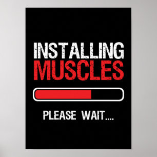 Gym Workout Fitness Body Builder Installing Muscle Poster