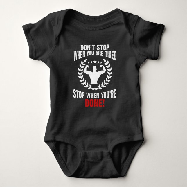 Gym Workout Motivation Fitness Lifting Athlete Baby Bodysuit (Front)