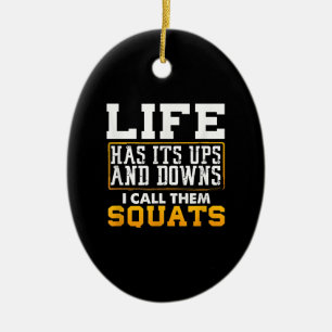 Gym Workout Weights Squat Men Women Ceramic Ornament