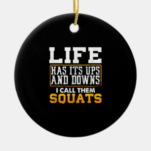 Gym Workout Weights Squat Men Women Ceramic Ornament