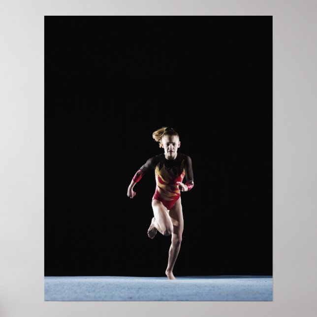 Gymnast (12-13) running on mat poster (Front)