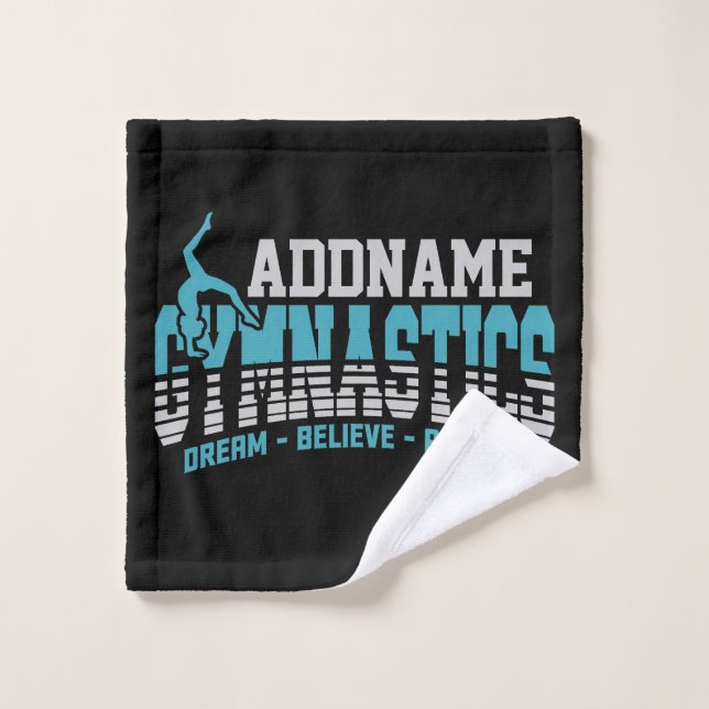 Gymnast ADD NAME Gymnastics Team Backbend Kickover Bath Towel Set (Wash Cloth)