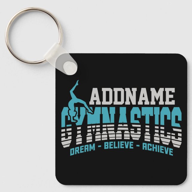 Gymnast ADD NAME Gymnastics Team Backbend Kickover Key Ring (Front)