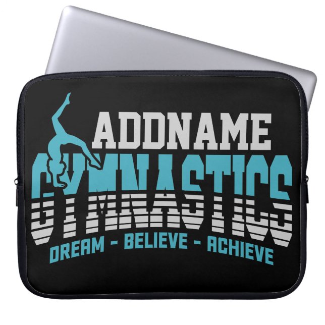 Gymnast ADD NAME Gymnastics Team Backbend Kickover Laptop Sleeve (Front)
