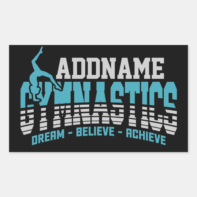 Gymnast ADD NAME Gymnastics Team Backbend Kickover Rectangular Sticker (Front)