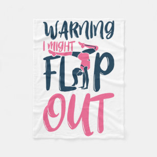 Gymnast And Cheerleader Design Warning I Might Fli Fleece Blanket