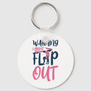 Gymnast And Cheerleader Design Warning I Might Fli Key Ring