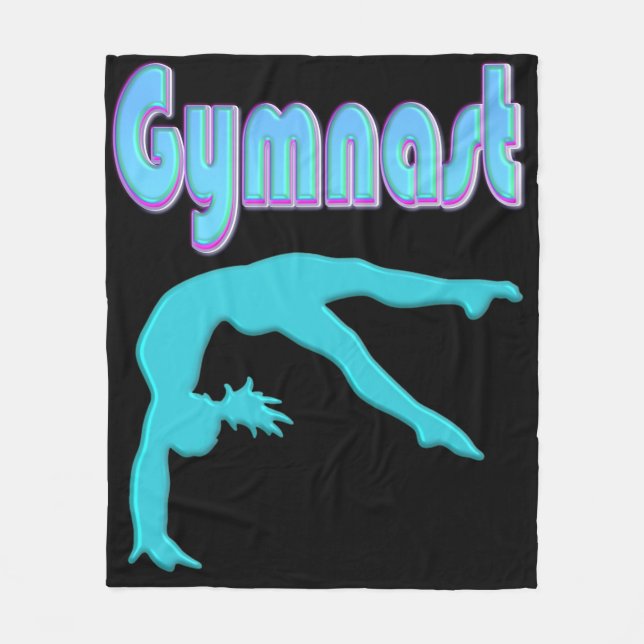 Gymnast Back Handspring Step Out Teal Fleece Blanket (Front)