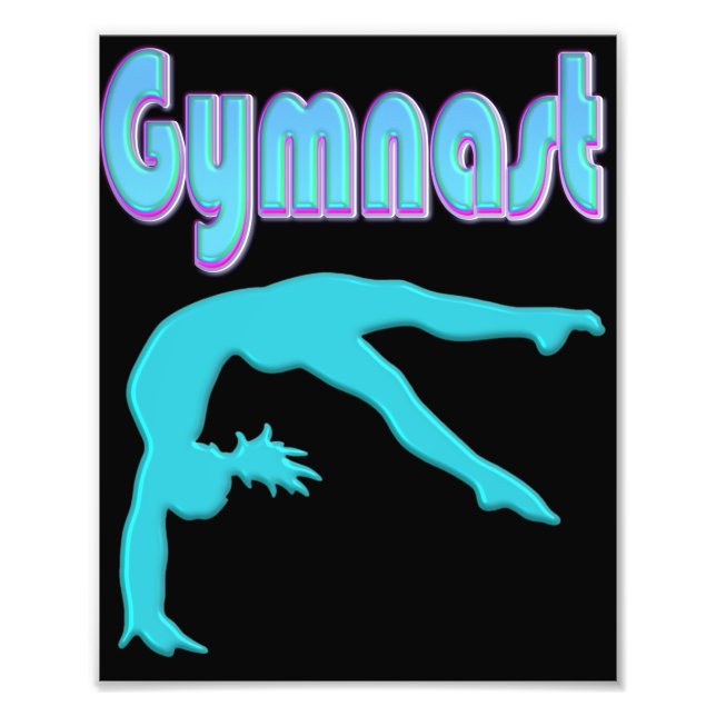 Gymnast Back Handspring Step Out Teal Photo Print (Front)