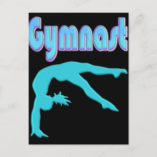 Gymnast Back Handspring Step Out Teal Postcard (Front)