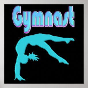 Gymnast Back Handspring Step Out Teal Poster