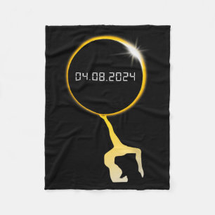 Gymnast Cartwheel For Solar Eclipse Gymnastic Fleece Blanket