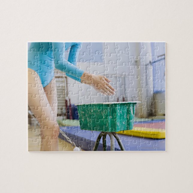 Gymnast chalking her hands jigsaw puzzle (Horizontal)