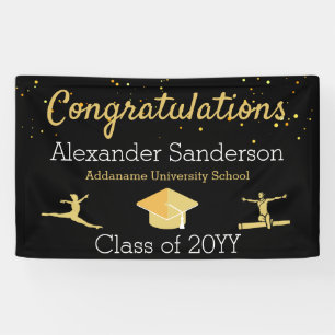 Gymnast Congratulation Black Graduation Banner