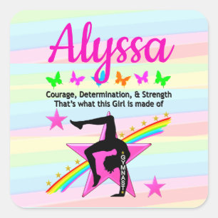 GYMNAST COURAGE AND STRENGTH SQUARE STICKER