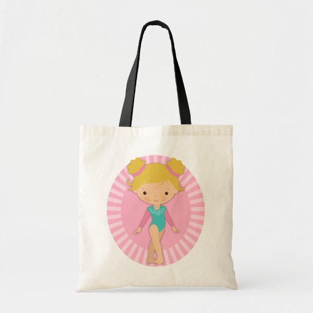 Gymnast - Cute Gymnastics Pink Aqua Blonde	A Tote Bag (Front)