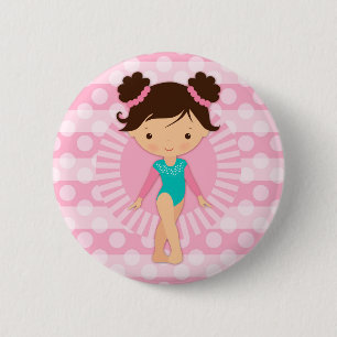 Gymnast - Cute Gymnastics Pink Turquoise 6 Cm Round Badge