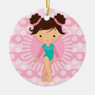 Gymnast - Cute Gymnastics Pink Turquoise Ceramic Ornament