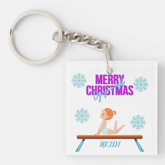 GYMNAST double sided keychain personalised. (Front)