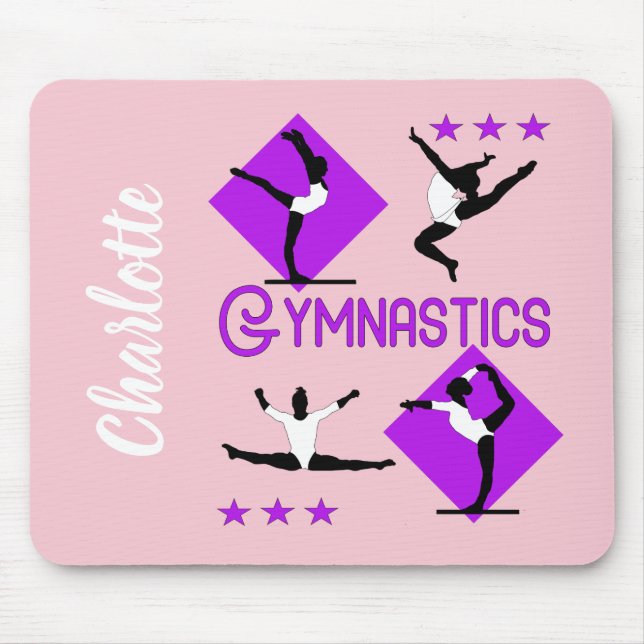 Gymnast Figures Cute Girls Gymnastics Personalised Mouse Pad (Front)