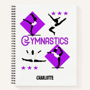 Gymnast Figures Cute Girls Gymnastics Personalised Notebook