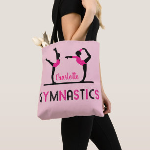 Gymnast Figures Cute Girls Gymnastics Personalised Tote Bag
