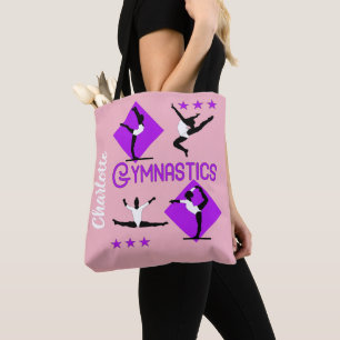 Gymnast Figures Cute Girls Gymnastics Personalised Tote Bag