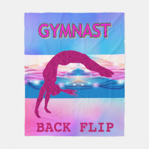 GYMNAST FLEECE BLANKET DOING BACK FLIP.